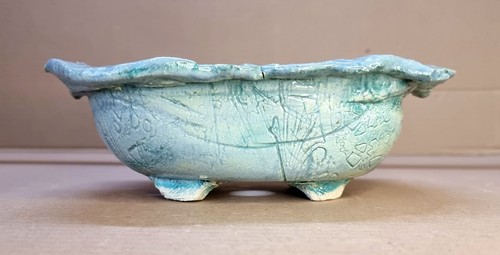 Handmade textured bonsai pot - handmade,