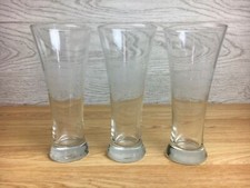 Vintage Nautical Clipper Ship Etched Glass Pilsner Beer Glasses Set of 3