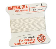 100% NATURAL GRIFFIN SILK STRING THREAD FOR STRINGING PEARLS & BEADS - WHITE