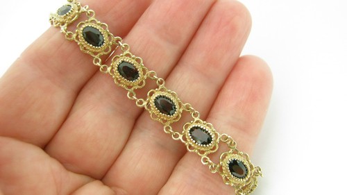 9ct gold garnet bracelet - garnet, h/mkd