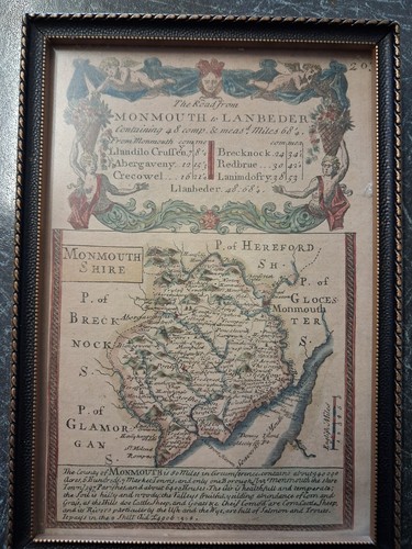 Antique map monmouth lanbeder - ,