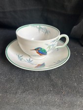 antique royal doulton cup and saucer kingfisher 1920s art deco (a)