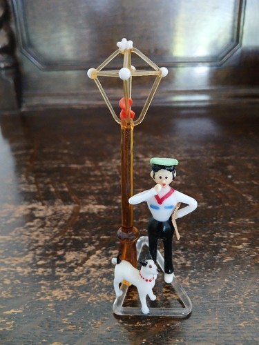 Vintage man and - dog, lamp