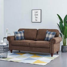 Luxury 2, 3 Seater Linen Fabric Couch Sofa Armchair with 2 Pillows Living Room