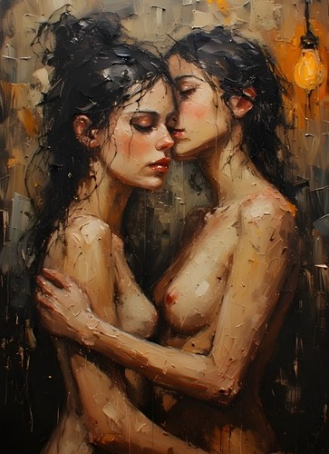 Sexy nude lesbian embrace - sexy,