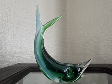 Mid-Century Murano Emerald Cased Glass Fish – Hand Blown Art Sculpture