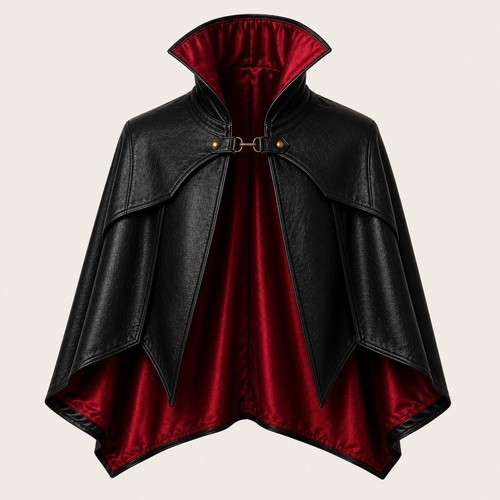 Vampire cape black red leather - vampire,