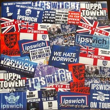 100 x Ipswich Town Stickers based on Programme Scarf Badge ITFC Decorations