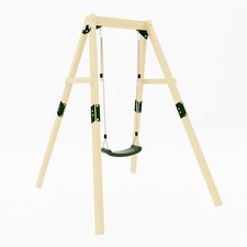 Garden Outdoor Wooden Single Swing Set, Playground for Kids with 1 Plastic Seat