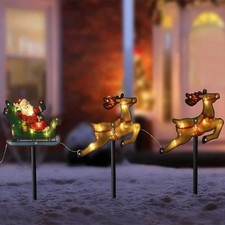 Christmas santa sleigh lights - santa,