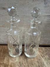Pair Of Vintage Clear Glass Scent / Perfume Bottles.