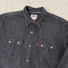 Levis Sawtooth Denim Shirt Jacket Shacket Snap Buttons Grey Mens Size Medium