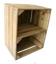 WOODEN APPLE CRATE WITH SHORT INTERNAL SHELF STORAGE DISPLAY SHOE RACK