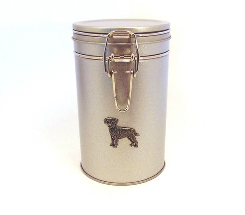 Border terrier dog - treat, tin