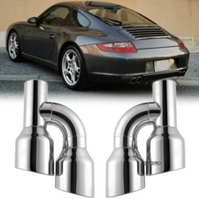 Dual 2.5" In 4" Out Exhaust Tips Double Wall Stainless Steel For Porsche 911 996