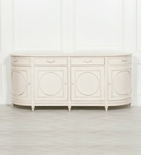 French Country Style Sideboard Aged Ivory Colour Mahogany Wood Large Cabinet