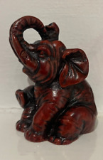 Red Resin Sitting Elephant Statue,  Miniature Figurine