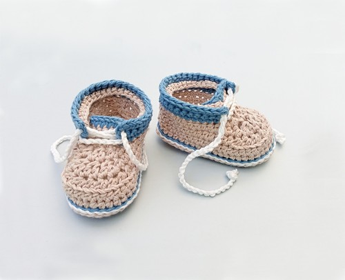 Hand knitted crochet boot - hand,
