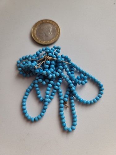Old natural turquoise beads - turquoise, on