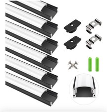 6 Pack LED Aluminium Channel Profile 3.3ft Extrusion Diffuser Strip Lights Cover