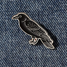 Gothic Black Raven Bird Enamel