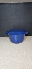 Nacco Denmark Vintage Blue Cast Iron Casserole Pot, With Lid, Large.