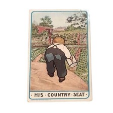 1909 His Country Seat Antique Postcard Little Boy Gardening Letus Rainthal