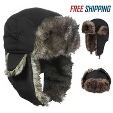 Winter Plush Cap Thick Ski Russian Cap Outdoors Ushanka Fur Hat for Men Women UK