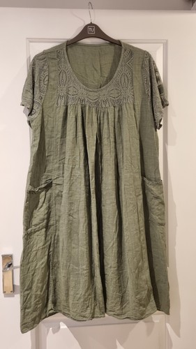 Italian khaki green linen - italian,