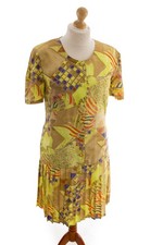 Vintage Original 80s Dress Green Colorful Silky Flapper 20s Style Size 42