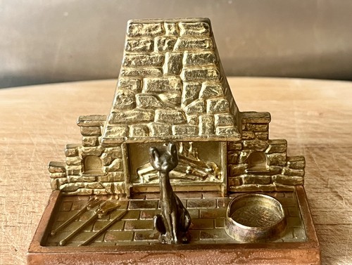 Vintage brass pewter cat - brass,