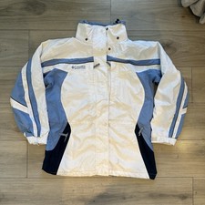columbia white blue ski jacket