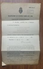 1934 Registration of Business Name Certificate. Crabtree Garage & Cafe, Oakmere.