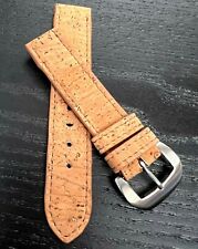 Cork Watch strap 19mm parallel band. Natural brown colour. Anti allergy & Vegan 