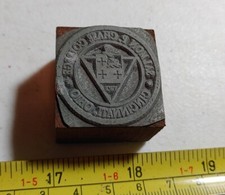 Vintage Letterpress Printing Block Salmon P. Chase College Cincinnati Ohio Seal
