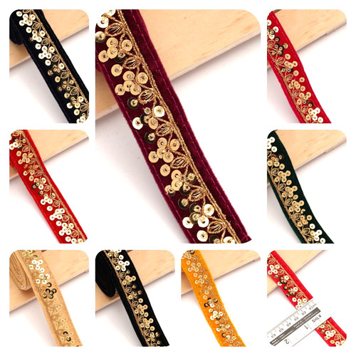 Velvet embroidered sequence - velvet,