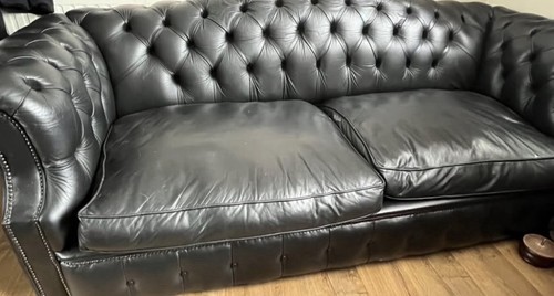 Black leather sofa from