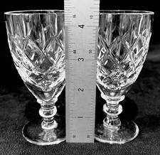 Webb Corbett “Rolleston”Crystal 4.4”  Sherry/Port Glasses Etched Signed Set of 2