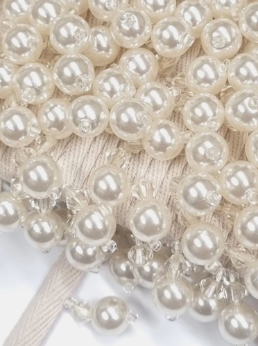 Beaded trim 34mm pearl - trim, beads