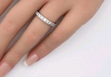 Antique Vintage Platinum Diamond Full Eternity Band Ring 3mm J 1/2 3.6g