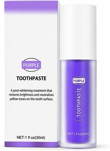 Purple toothpaste teeth - toothpaste,