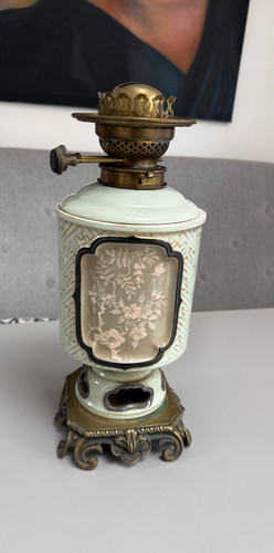 Antique celadon oil lamp with - celadon,