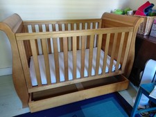 Boori Country Sleigh Dropside Cotbed - wood finish Used