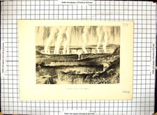 Original Old Antique Print View Victoria Falls River Zambesi South Africa