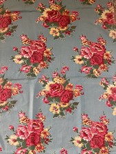 Four Pretty Vintage 1950s Floral Roses Fabric Panels / Remnants / Curtains 