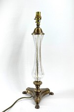 Vintage Peter Martin Brass & Glass Tall Table Lamp Light Claw Feet 19 Inch