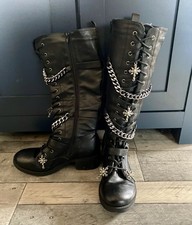 Custom Made Gothic Boots With Chains And Skulls