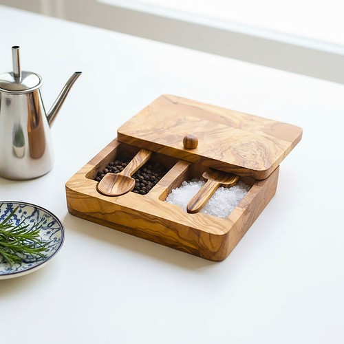 Olive wood pot with magnetic - olive,