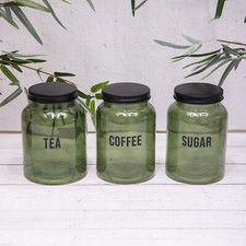 Set Green Glass Tea Coffee