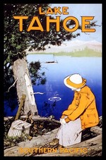 Lake Tahoe Fish Jumping Boating Contemplation USA Vintage Poster Repro FREE S/H